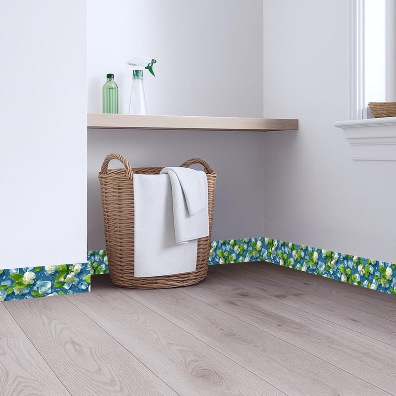 IOHEFY Blue Mosaic Wallpaper Border 196x4 Inch Peel and Stick Wall Border Removable Vinyl Wall Trim Geometric Pattern for Kitchen Bathroom Laundry Room Home Decor - Image 2